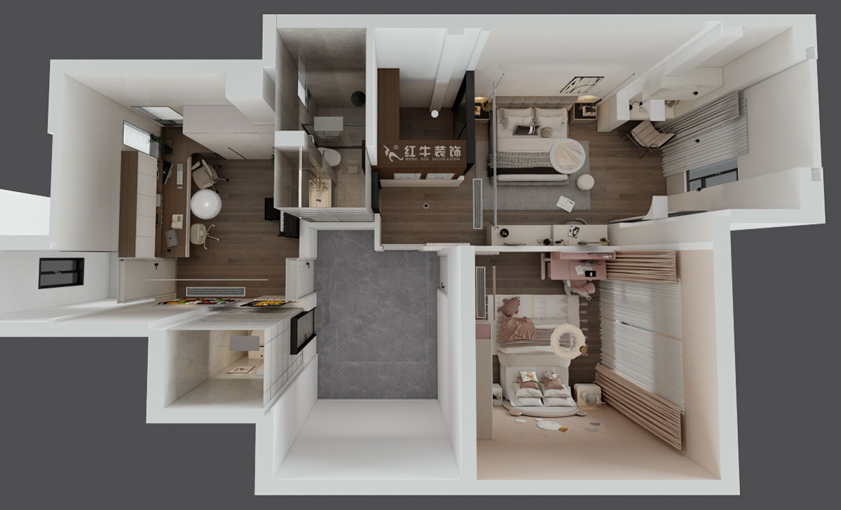 蒋琛｜泰山鲁能七号院6-205-280㎡-现代简约风格｜复式｜4室2厅3卫｜毛坯装修｜定制家｜全包40万｜00_08二层鸟瞰图